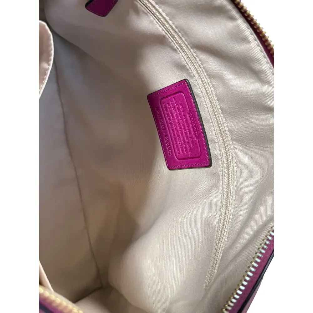 Coach Peyton OP Art Satchel Bag Shimmer Berry Logo Embossed